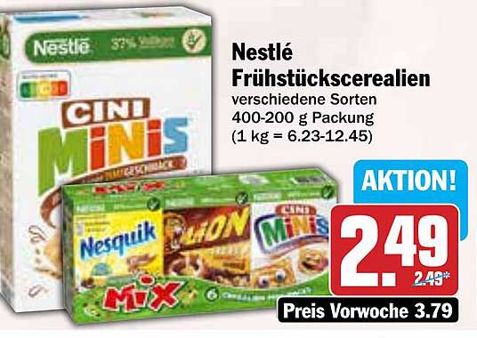 Nestlé Frühstücks cerealien verschiedene Sorten 400-200 g Packung