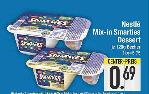 Nestlé Mix-in Smarties Dessert je 120g Becher