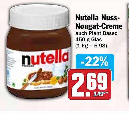 Nutella Nuss-Nougat-Creme auch Plant Based 450 g Glas