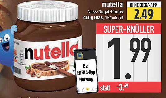 Nutella Nuss-Nugat-Creme 450g für nur 1,99 €