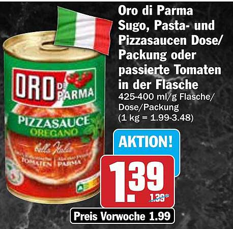 Oro di Parma Sugo, Pasta- und Pizzasaucen Dose/Packung oder passierte Tomaten in der Flasche