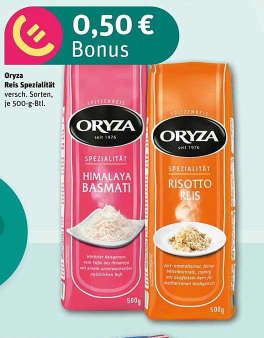 Oryza Reis Spezialität, Himalaaya Basmati und Risotto Reis, je 500-g-Btl.