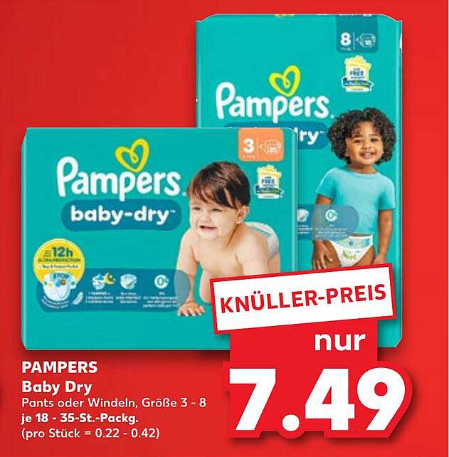 PAMPERS Baby Dry Pants oder Windeln, Größe 3 - 8, je 18 - 35 St. Packung