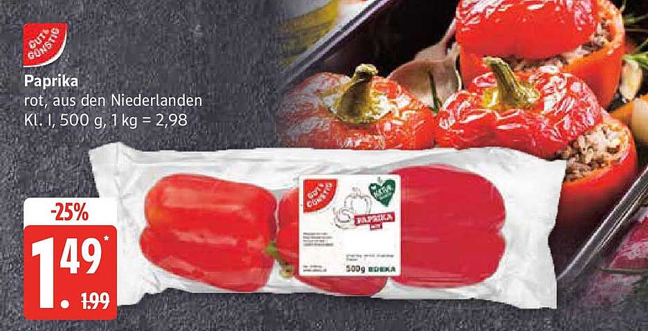 Paprika rot, aus den Niederlanden, 500 g