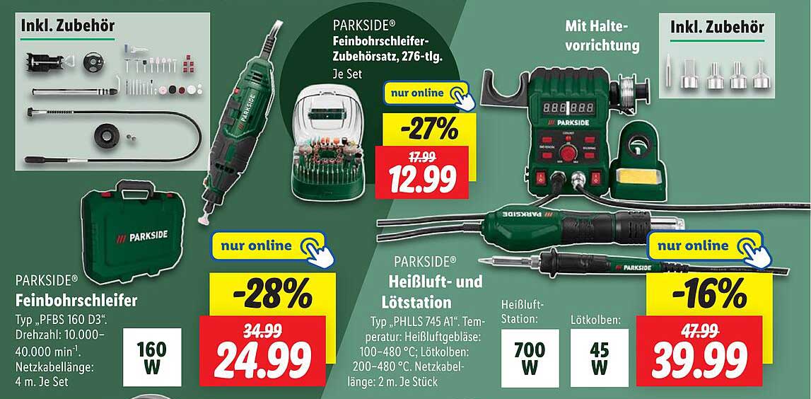 PARKSIDE® Feinbohrschleifer 160 W mit Zubehör