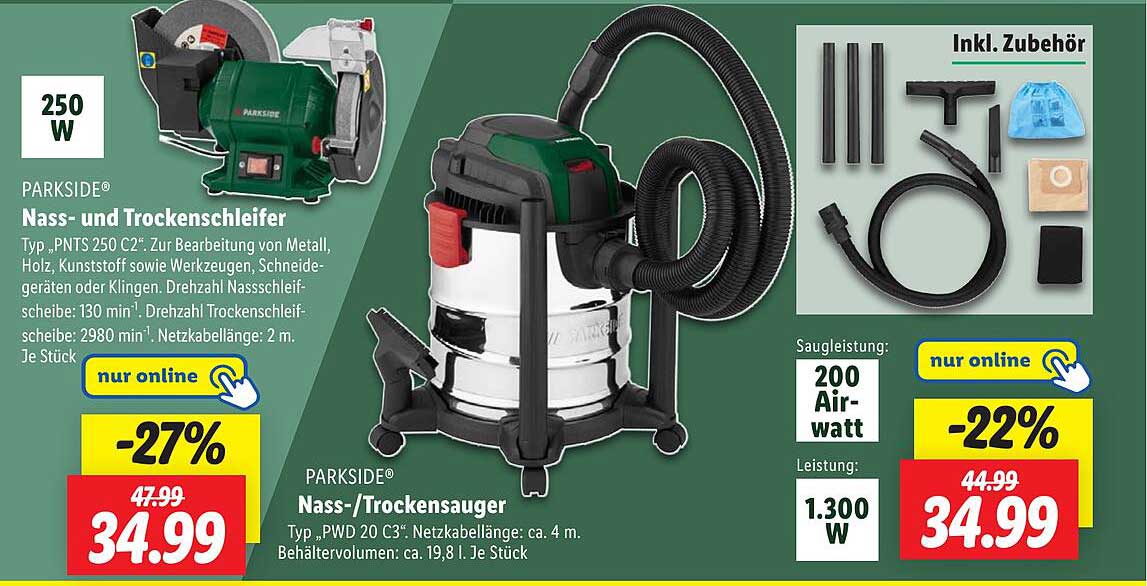 PARKSIDE® Nass- und Trockenschleifer & Nass-/Trockenstaubsauger