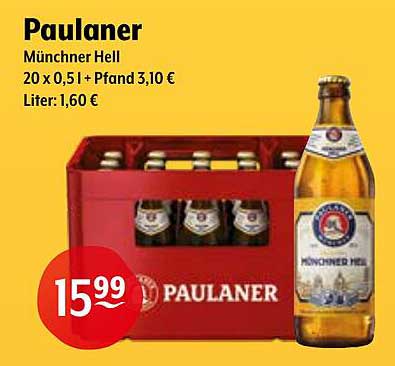 Paulaner Münchner Hell 20 x 0,5 l - Angebot vom Getränke Hoffmann