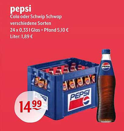 Pepsi Cola oder Schwip Schwap - 24 x 0,33 l in verschiedenen Sorten