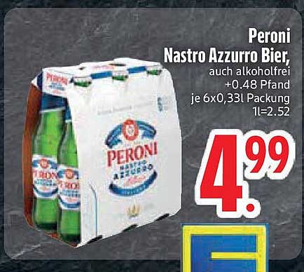 Peroni Nastro Azzurro Bier, auch alkoholfrei