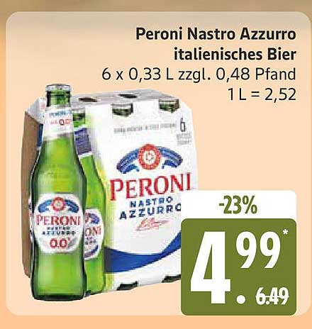 Peroni Nastro Azzurro italienisches Bier 6 x 0,33 L