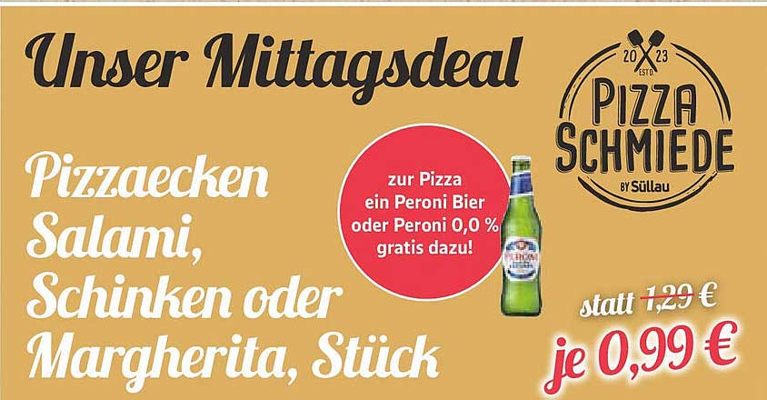Pizzaecken Salami, Schinken oder Margherita, Stück