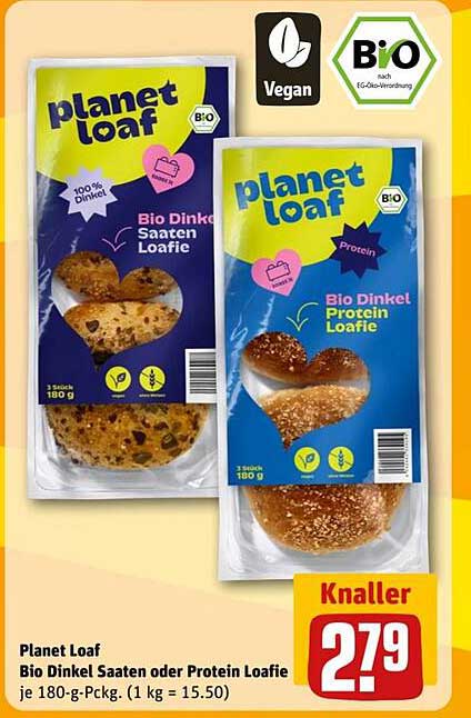 Planet Loaf Bio Dinkel Saaten oder Protein Loafie 180 g