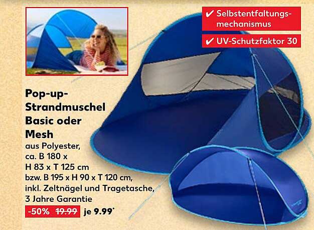 Pop-up-Strandmuschel Basic oder Mesh