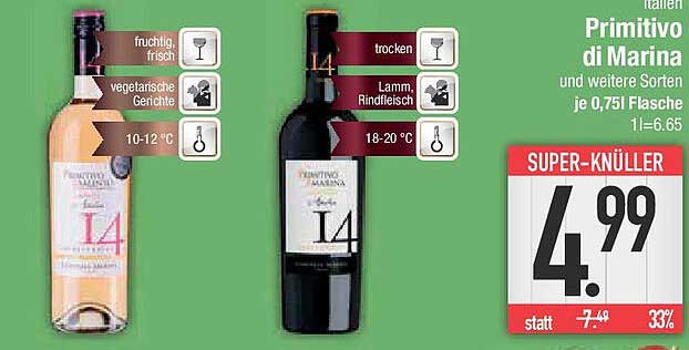 Primitivo di Marina 0,75l Flasche - trockener italienischer Wein