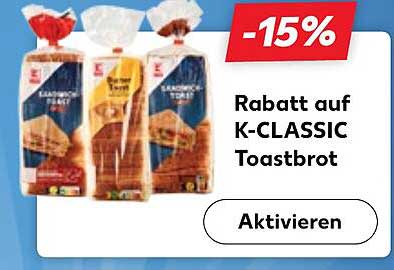Rabatt auf K-CLASSIC Toastbrot