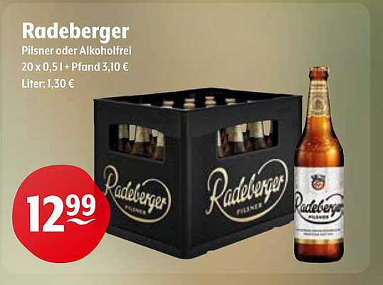 Radeberger Pilsner oder Alkoholfrei im Kasten 20 x 0,5 l für nur 12,99 €