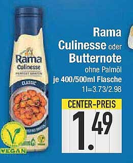 Rama Culinesse oder Butternote ohne Palmöl 400/500ml Flasche