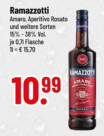 Ramazzotti Amaro, Aperitivo Rosato und weitere Sorten 0,7 l Flasche