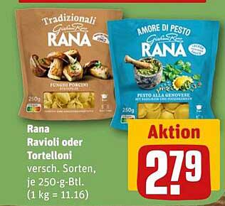 Rana Ravioli oder Tortelloni, verschiedene Sorten, je 250-g-Btl.