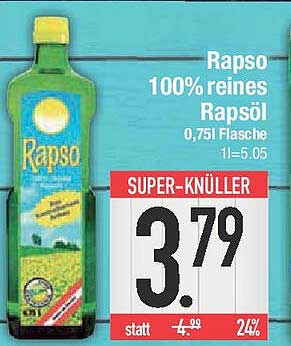 Rapso 100% reines Rapsöl 0,75l Flasche