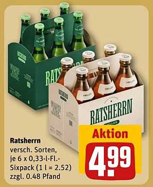 Ratsherrn Bier, diverse Sorten, 6 x 0,33 l Flaschen - Sixpack