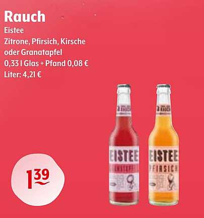 Rauch Eistee Zitrone, Pfirsich, Kirsche oder Granatapfel 0,33 l