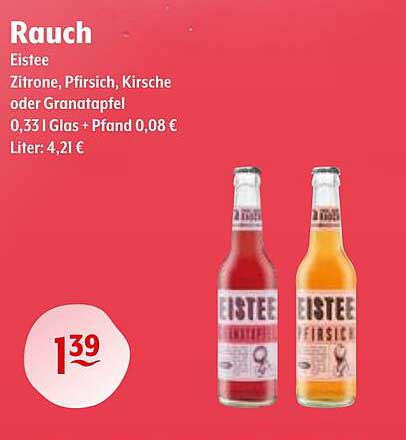 Rauch Eistee - Zitrone, Pfirsich, Kirsche oder Granatapfel