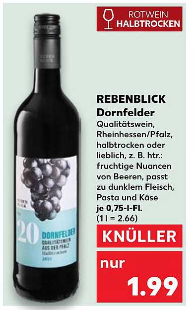 REBENBLICK Dornfelder Qualitätswein, Rheinhessen/Pfalz, halbtrocken