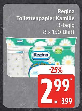 Regina Toilettenpapier Kamille 3-lagig 8 x 150 Blatt