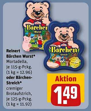 Reinert Bärchen Wurst* oder Bärchen-Streich*