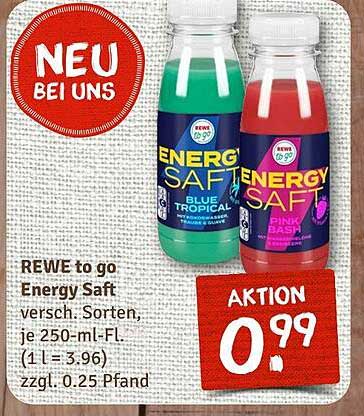 REWE to go Energy Saft 250 ml - Neu im Angebot!