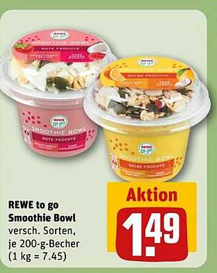 REWE to go Smoothie Bowl – verschiedene Sorten, je 200-g-Becher