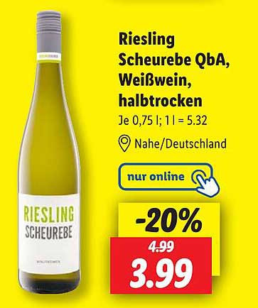 Riesling Scheurebe QbA, Weißwein, halbtrocken