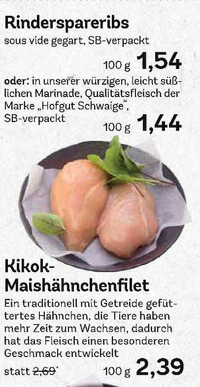 Rinderspareribs sous vide gegart, SB-verpackt für 1,54€/100g oder in unserer würzigen Marinade, Qualitätsfleisch der Marke „Hofgut Schwaige“, SB-verpackt für 1,44€/100g