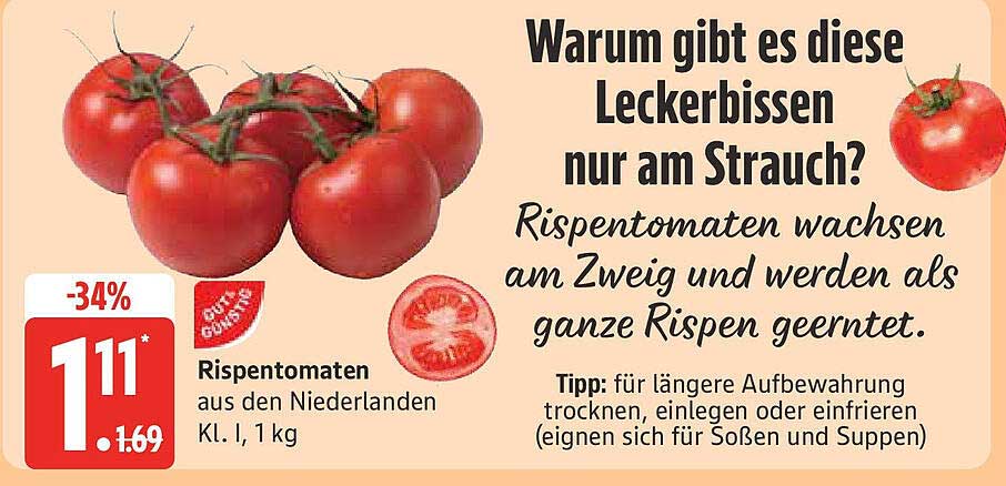 Rispetomaten aus den Niederlanden, KL. I, 1 kg