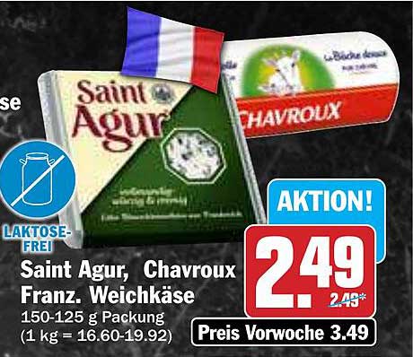 Saint Agur, Chavroux Franz. Weichkäse 150-125 g