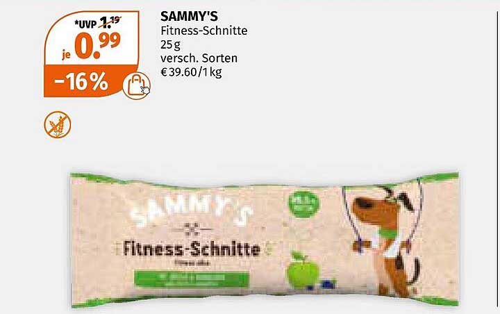 SAMMY'S Fitness-Schnitte 25 g