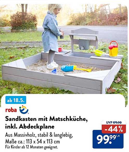 Sandkasten mit Matschküche, inkl. Abdeckplane