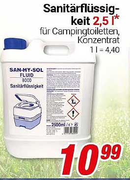 Sanitärflüssigkeit 2,5 l für Campingtoiletten, Konzentrate