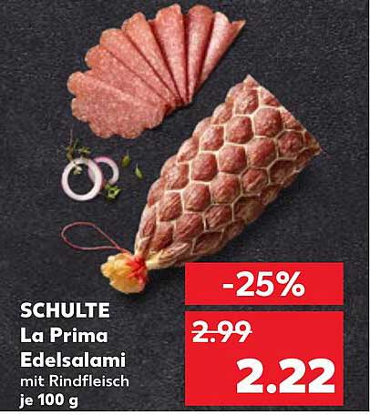 SCHULTE La Prima Edelsalami mit Rindfleisch je 100 g