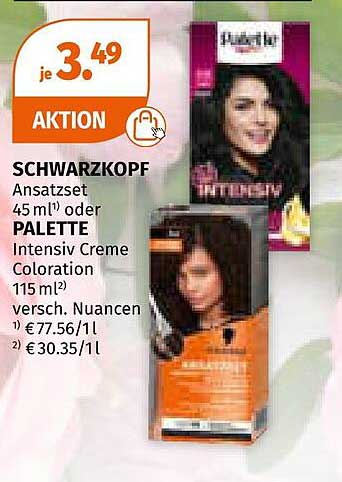 SCHWARZKOPF Ansatzset 45ml oder PALETTE Intensiv Creme Coloration 115ml