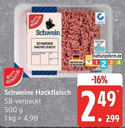 Schweine Hackfleisch SB-verpackt 500 g
