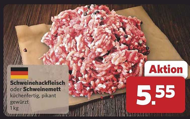 Schweinehackfleisch oder Schweinemett, küchenfertig, pikant gewürzt, 1 kg