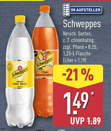 Schweppes Erfrischungsgetränke – 21% Rabatt