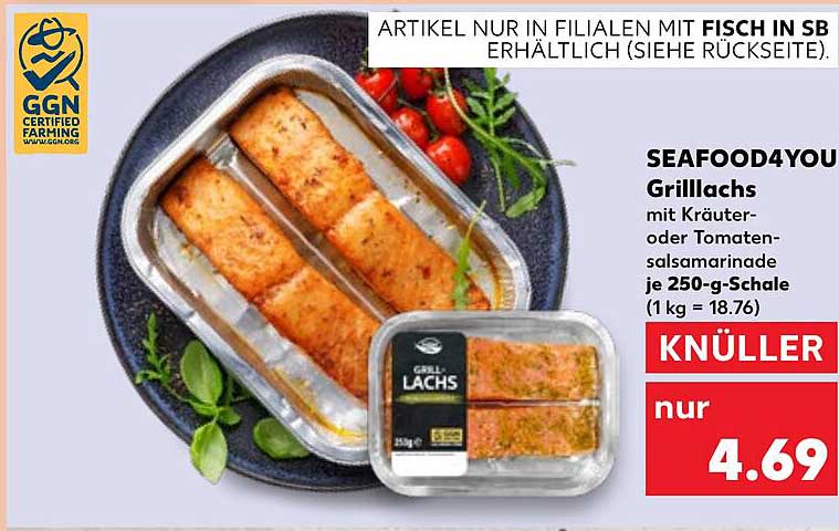 SEAFOOD4YOU Grilllachs mit Kräuter- oder Tomatensalsamarine je 250-g-Schale