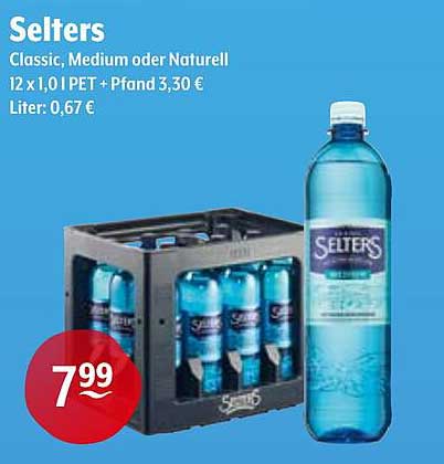 Selters 12 x 1,0 l PET – Classic, Medium oder Naturell