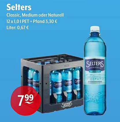 Selters Classic, Medium oder Naturell - 12 x 1,0 l PET