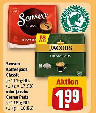 Senseo Kaffeepads Classic oder Jacobs Crema Pads