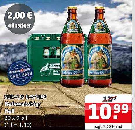 SERVUS BAYERN Hefeweissbier Hell 20 x 0,5 l