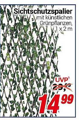 Sichtschutzspalier mit künstlichen Grünpflanzen, 1 x 2 m